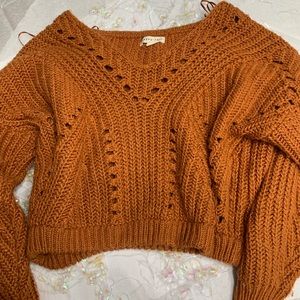 Brown cropped knitted top